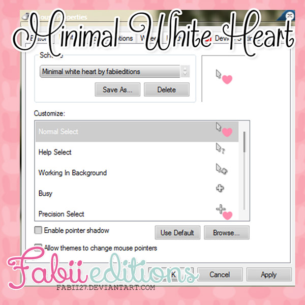 Minimal White Heart cursors