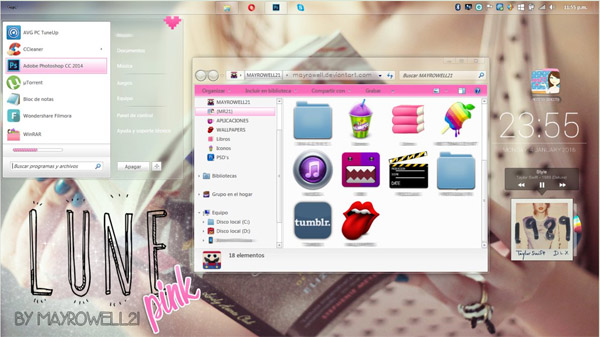 free Lune Pink theme for Windows 7 trial download
