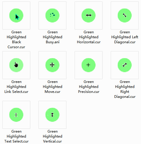 Green Highlight Mouse Cursors