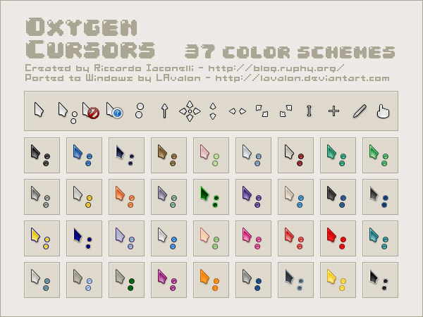 Oxygen Cursors ( 37 color schemes )