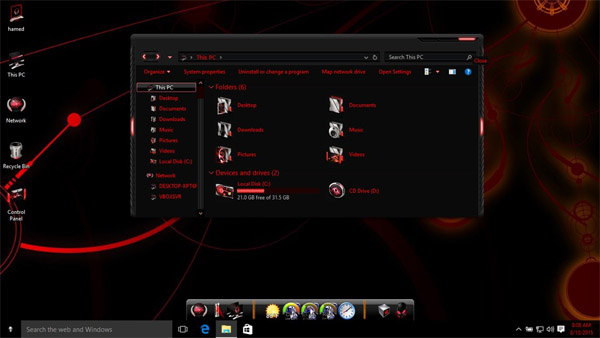 Alienred theme for Win10 desktop theme