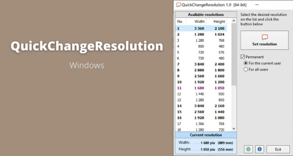 QuickChangeResolution v1.0 for windows soft