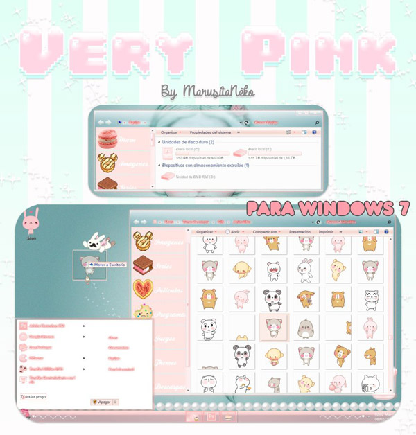 Very Pink for win7 themes By MarusitaNeko