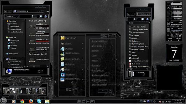 Sci Black for Windows 7 Themes