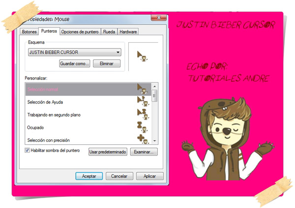 Justin Bieber for windows cursor