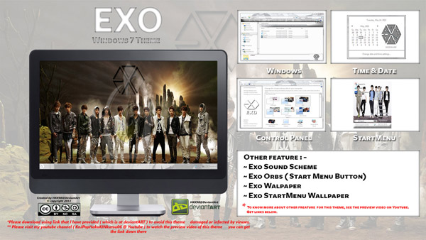 Exo Kpop for Windows 7 theme free download