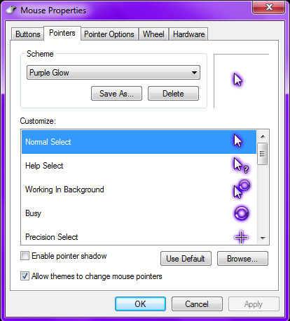 Purple Glow for Mouse Cursor