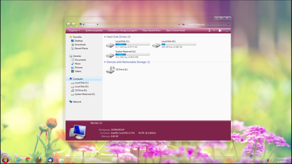 Win Modern Pink Glass for Windows 7 theme