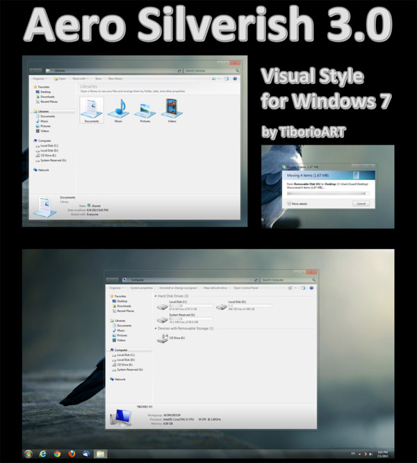 Aero Silverish 3.0 for Windows 7 themes