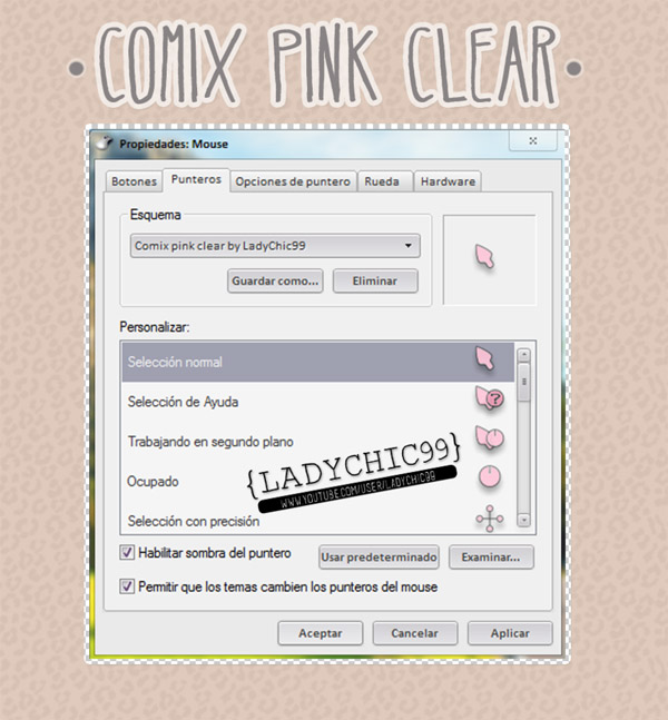 Comix pink clear cursors