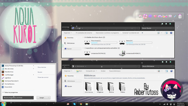 Aqua Kuroi For W7 themes