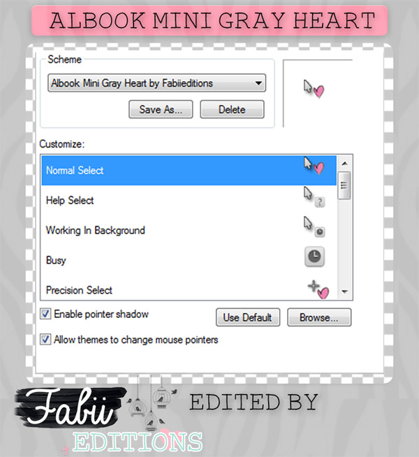 Albook Mini gray Heart for mouse cursors