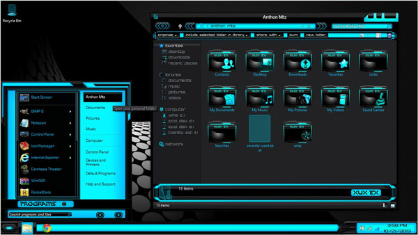 Black Blue Xux-ek for win8 vs themes