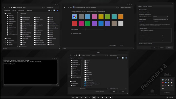 Penumbra 8 Beta - Windows 8 themes