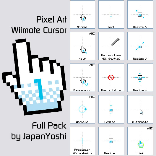 Wiimote Cursor (Pixel Art) Full Pack by JapanYoshi