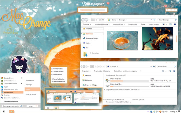 Mac Orange for Windows 7 desktop themes