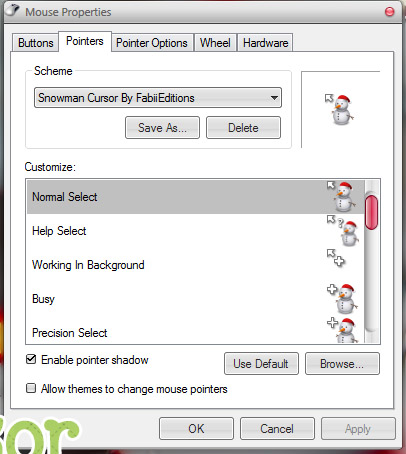 Xmas Snowman Cursor by fabii27