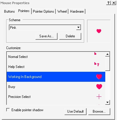 Pink love mouse pointers free download 