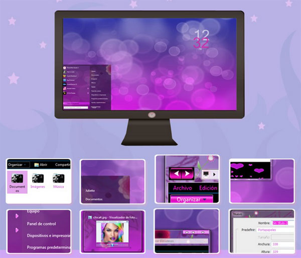 noche purpura purple night for windows 7 themes download
