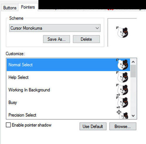 Monokuma-Danganronpa mouse cursors