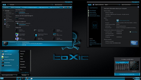 Toxic Blue Windows 7 desktop themes