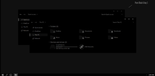 Pure Black Gray Theme Win10 Anniversary Update