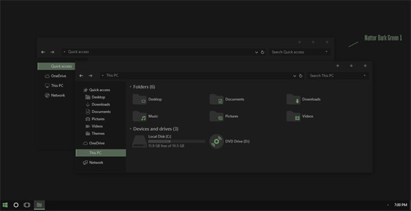 Natter Dark Green Theme Win10 Anniversary Update