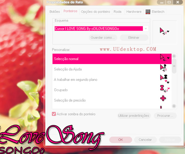 I LOVE SONG computer mouse pointers free download
