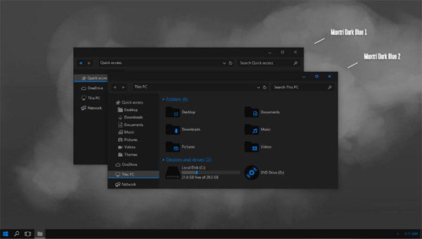 Maxtri Dark Blue Theme Win10 Anniversary Update