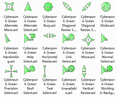 Cyberpunk Green mouse pointers free download