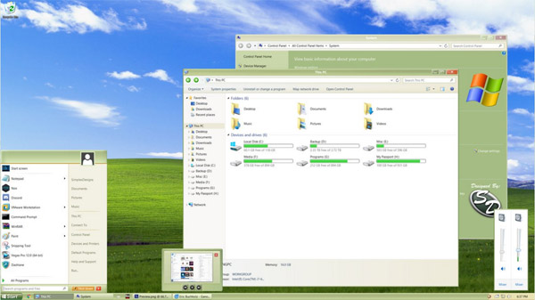 Windows XP Luna Olive desktop themes