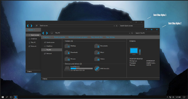 Dark Blue Alpha Theme Win10 Creators Update