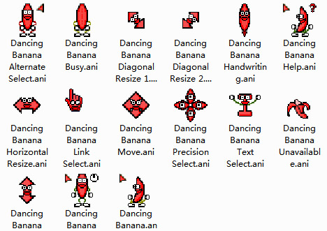 Rainbow Dancing Banana Solid Colors Cursors