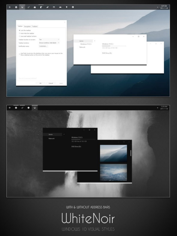 WhiteNoir for win10 desktop themes