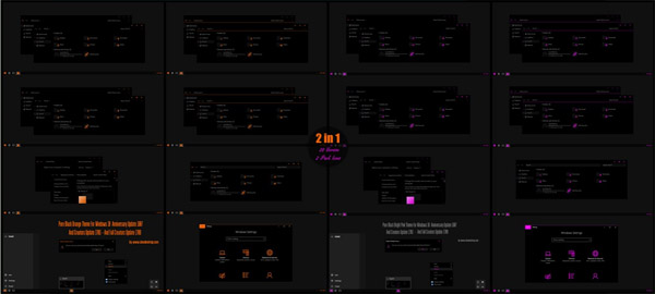 Pure Black Bright Pink and Orange Theme Win10 Fall