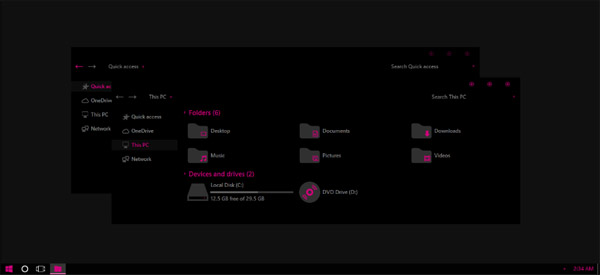Full Black Pink Theme Win10 Fall Creators