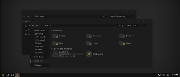 After Dark Gold Theme Win10 Fall Creators