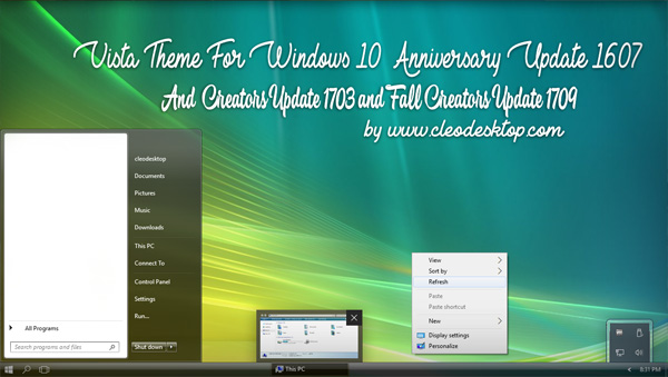 Vista Aero Theme Win10 Fall Creators