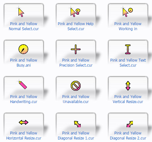 Pink and Yellow (whole set) Mouse Cursors