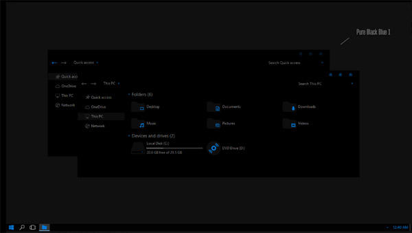 Pure Black Blue Theme Win10 Fall Creators