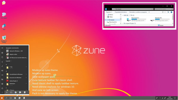 Modern Xp Zune 10 for windows 10 themes