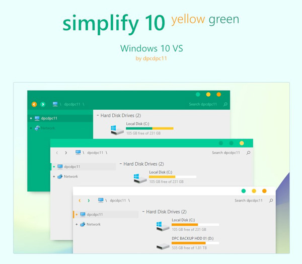 Simplify 10 Yellow Green for Windows 10 Theme