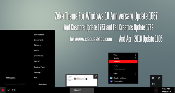 Zeka Minimal Theme Win10 April 2018 Update