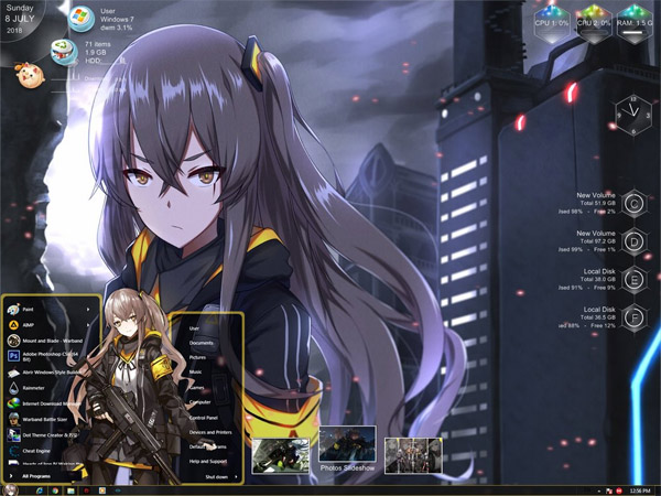 404 Squad Girls Frontline Windows 7 Theme free download