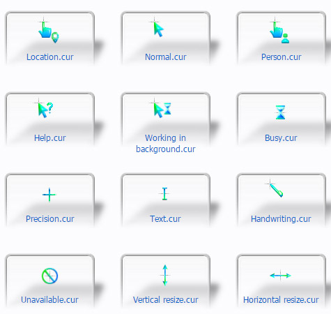 Aero Cian mouse cursors for windows 10