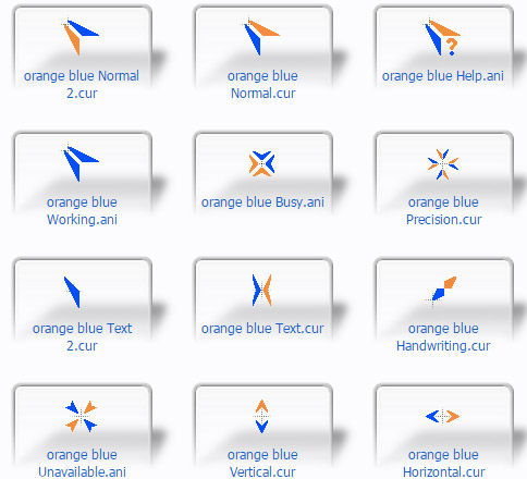 free Orange Blue for windows 8 cursors