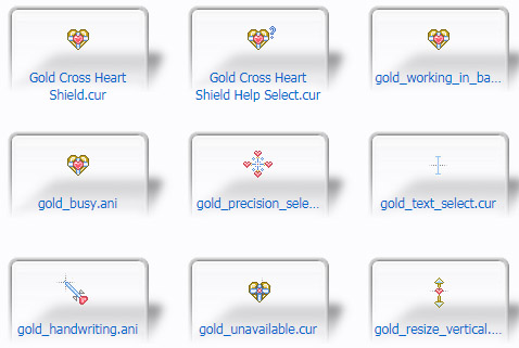 Gold Cross Heart Shield Mouse Cursors