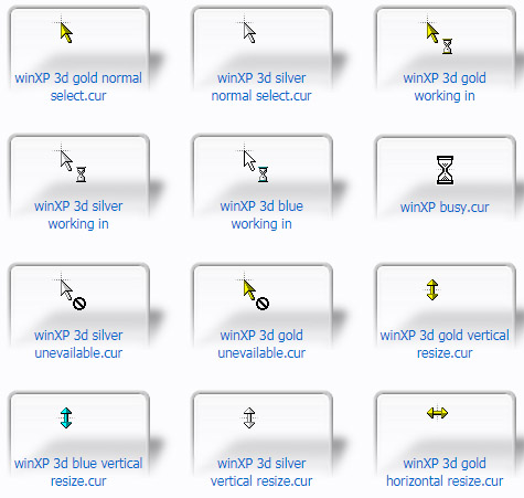 windows XP 3D Mouse Cursors