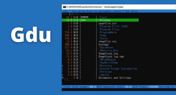 Gdu – go DiskUsage() for windows, macOS, Linux System