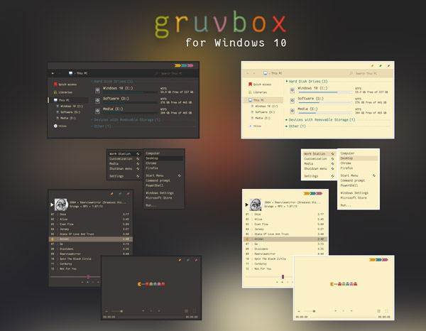 Gruvbox for Windows 10 desktop themes